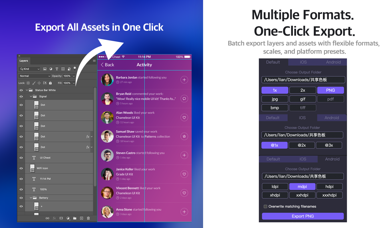 Photoshop UI Asset Export: Generator & Batch Scripts